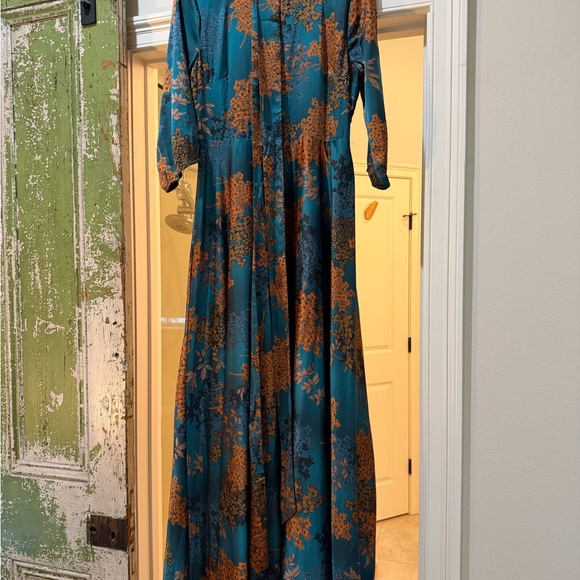 Baltic Born Teal Maxi Dress with Rust Floral Print - Picture 8 of 8